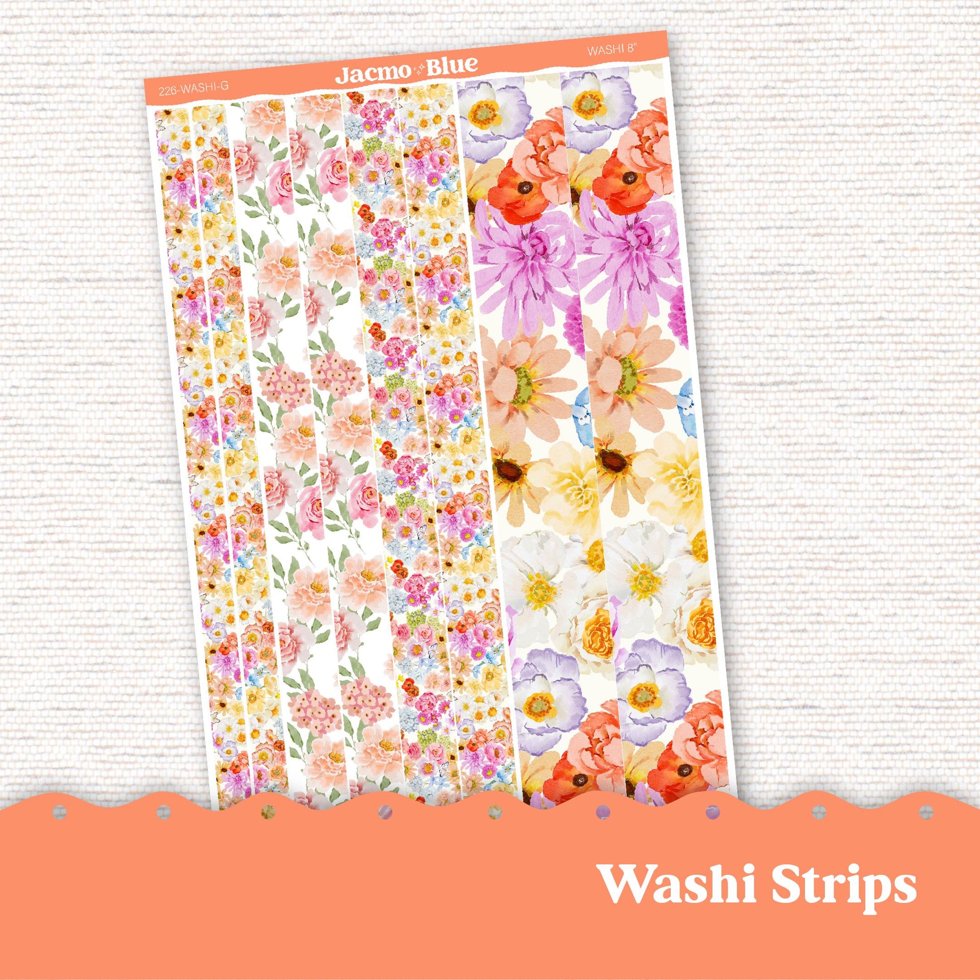 Washi Strips Stickers - 8 Inches Long - Kit 227