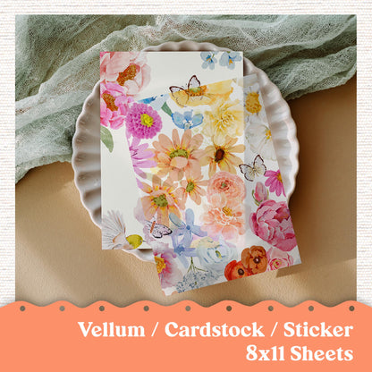 Vellum or Cardstock Dashboard Tip-in for Planners or Junk Journaling - Kit 227 Vibrant Floral