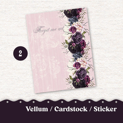 Vellum or Cardstock Dashboard Tip-in for Planners or Junk Journaling - Kit 45 Forget Me Not