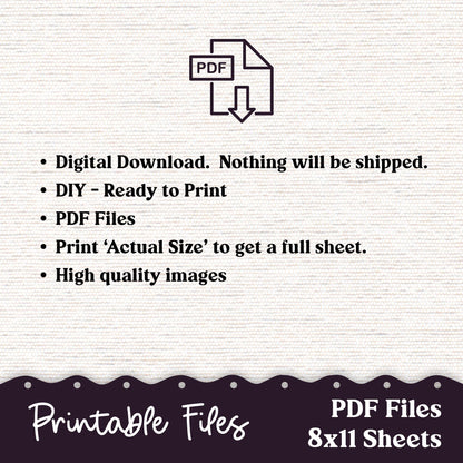 Printable Dashboard for Planner, Junk Journaling, Crafting PDF Digital Download 45 Forget Me Not