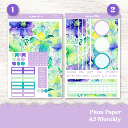 Spring Plum Paper Monthly Sticker Kit for 8x11 7x9 A5 Planners - Kit 215 Planner Stickers