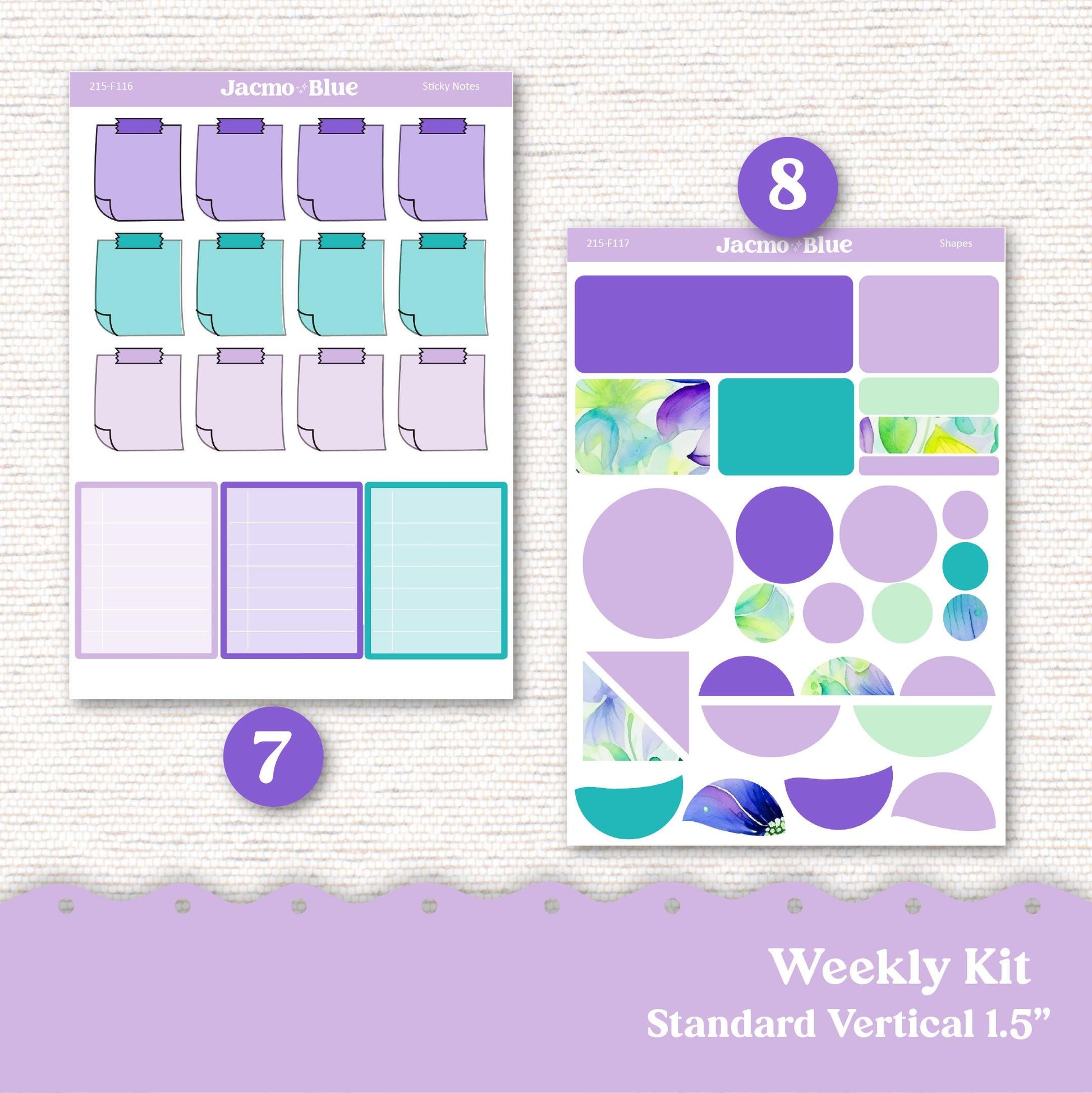 Spring Floral Purple Green Weekly Planner Sticker Kit Vertical Planner Stickers 215 Happy Planner Erin Condren Plum Paper