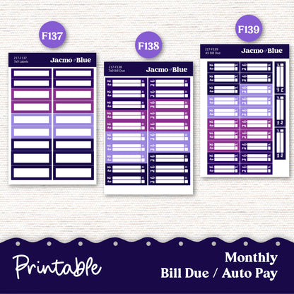 PRINTABLE Plum Paper Planner Monthly Stickers Spring 8x11 7x9 A5 Print and Cut - Kit 217 Moody Includes Bill Due Auto Pay and Months