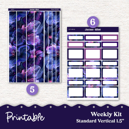 PRINTABLE Weekly Sticker Kit Vertical Planner Stickers - Silhouette Cricut Transparent PNG Files 217 Moody