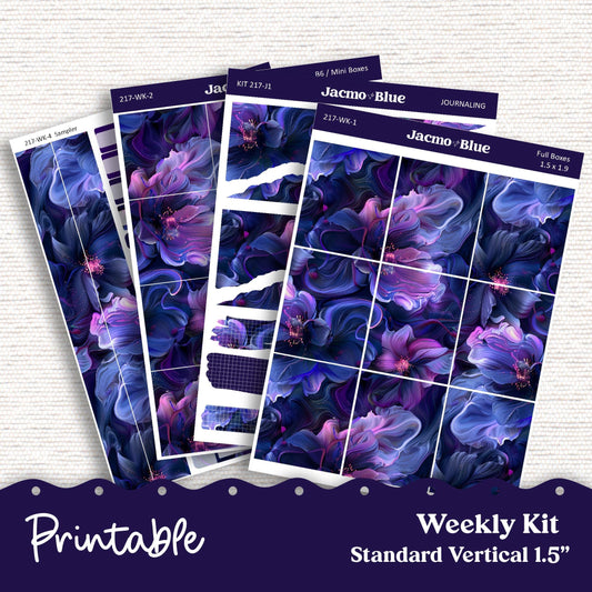 PRINTABLE Weekly Sticker Kit Vertical Planner Stickers - Silhouette Cricut Transparent PNG Files 217 Moody