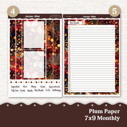 November Plum Paper Monthly Sticker Kit for 8x11 7x9 A5 Planners - Kit 229 Planner Stickers