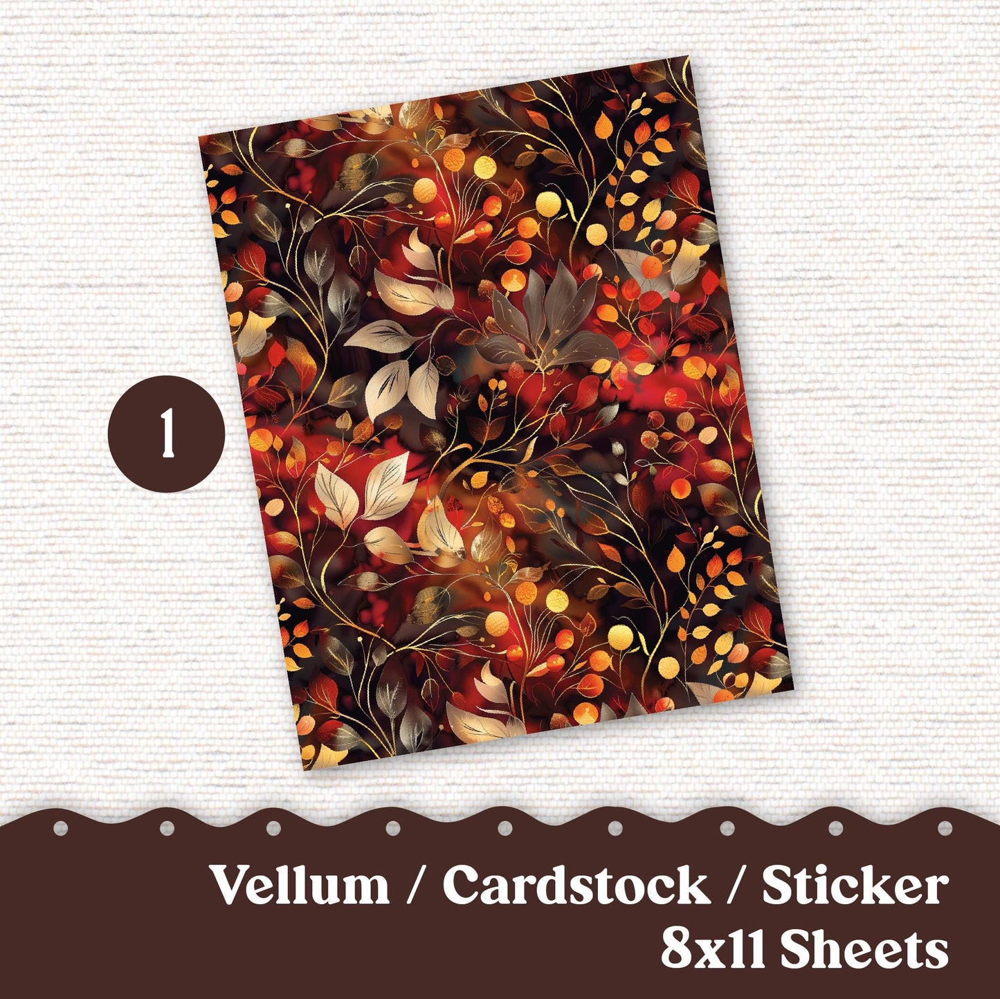 Vellum or Cardstock Dashboard Tip-in for Planners or Junk Journaling - Kit 229 November Autumn Fall