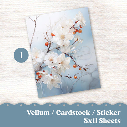 Vellum or Cardstock Dashboard Tip-in for Planners or Junk Journaling - Kit 195 Winter Berries December January February