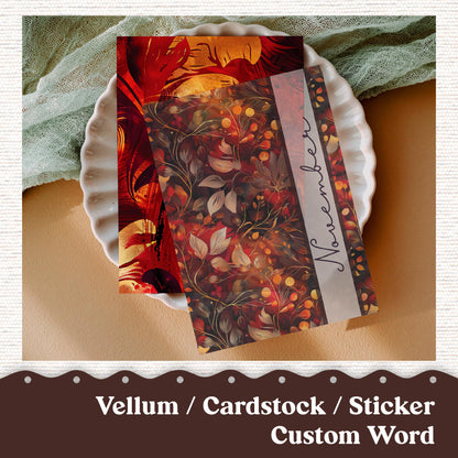 Custom Vellum or Cardstock Dashboard Tip-in for Planners or Junk Journaling - Kit229 Autumn Gold, Letter, A5, B6