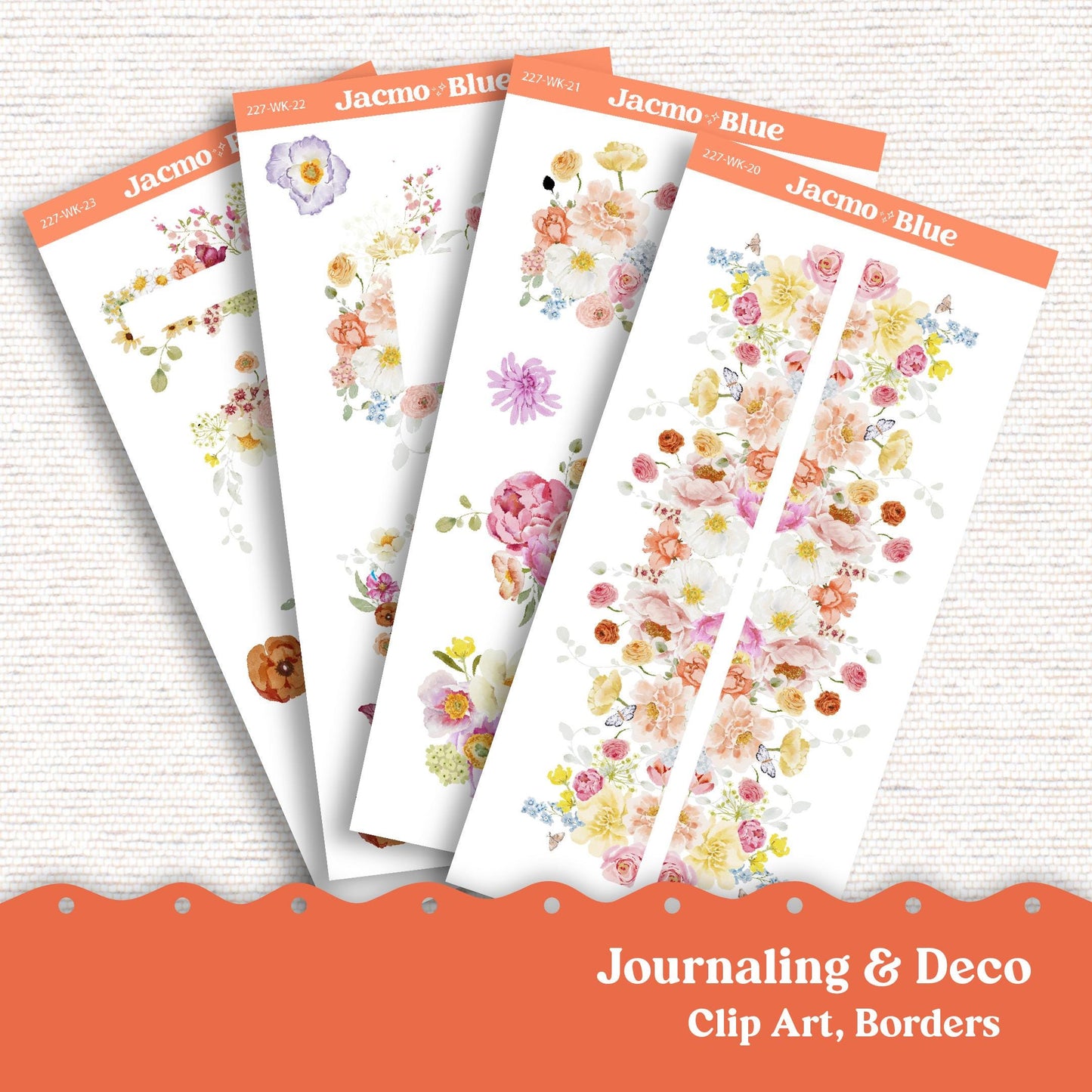 Journaling Weekly Planner Stickers Bullet Journal or Hobonichi Wonderland 222 Free Form Sticker Kit Summer Flowers 227