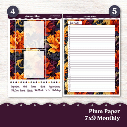 October Plum Paper Monthly Sticker Kit for 8x11 7x9 A5 Planners - Kit 230 Planner Stickers