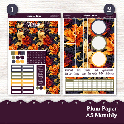 October Plum Paper Monthly Sticker Kit for 8x11 7x9 A5 Planners - Kit 230 Planner Stickers