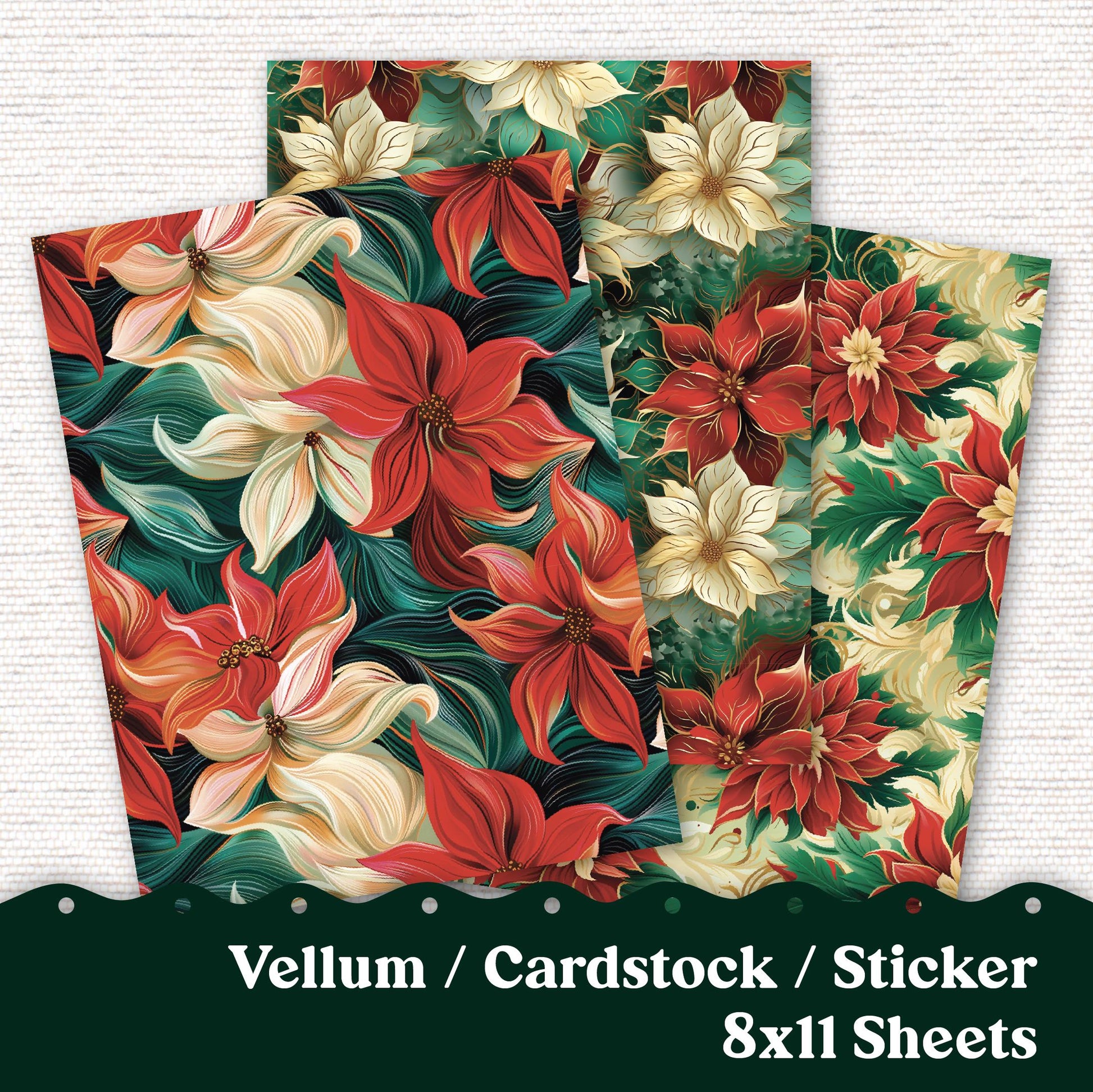 Christmas Vellum or Cardstock Dashboard Tip-in for Planners or Junk Journaling - Kit 101V Christmas Holiday Vellum December