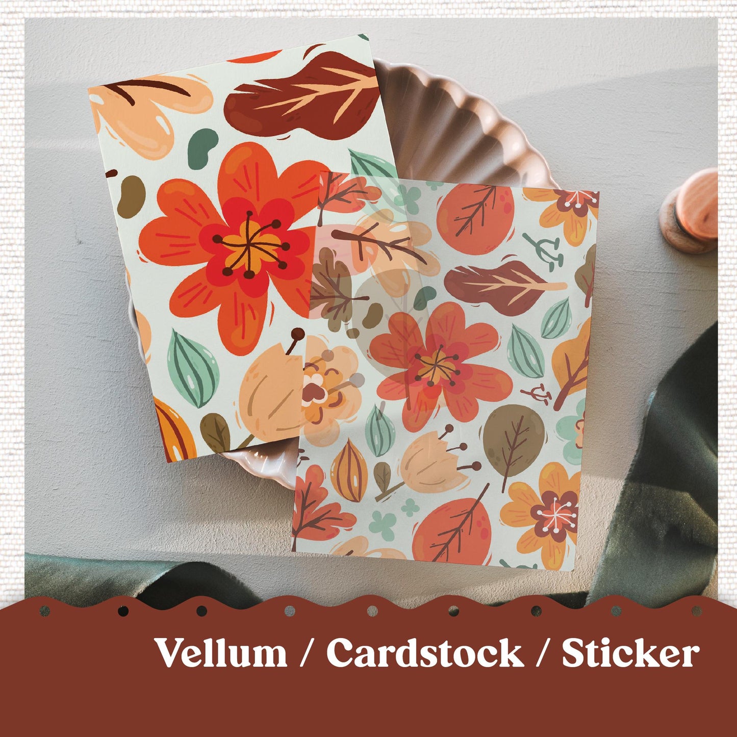 Vellum or Cardstock Dashboard Tip-in for Planners or Junk Journaling - Kit 210 September