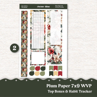 Christmas Weekly Vertical Priorities Plum Paper Kit 232 - Shabby Chic Vintage December Holiday