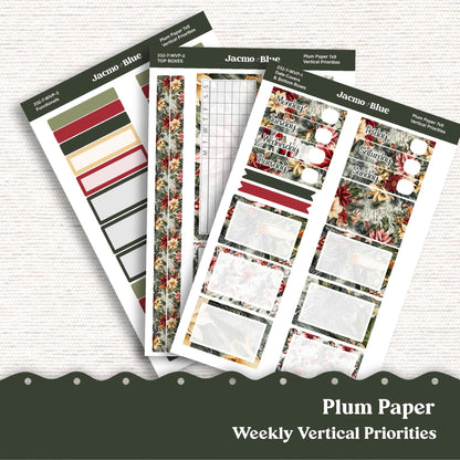 Christmas Weekly Vertical Priorities Plum Paper Kit 232 - Shabby Chic Vintage December Holiday