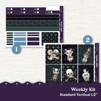 Voodoo Weekly Planner Sticker Kit Standard Vertical Planner Stickers Kit 103 - Happy Planner Erin Condren Plum Paper 1.5" Columns