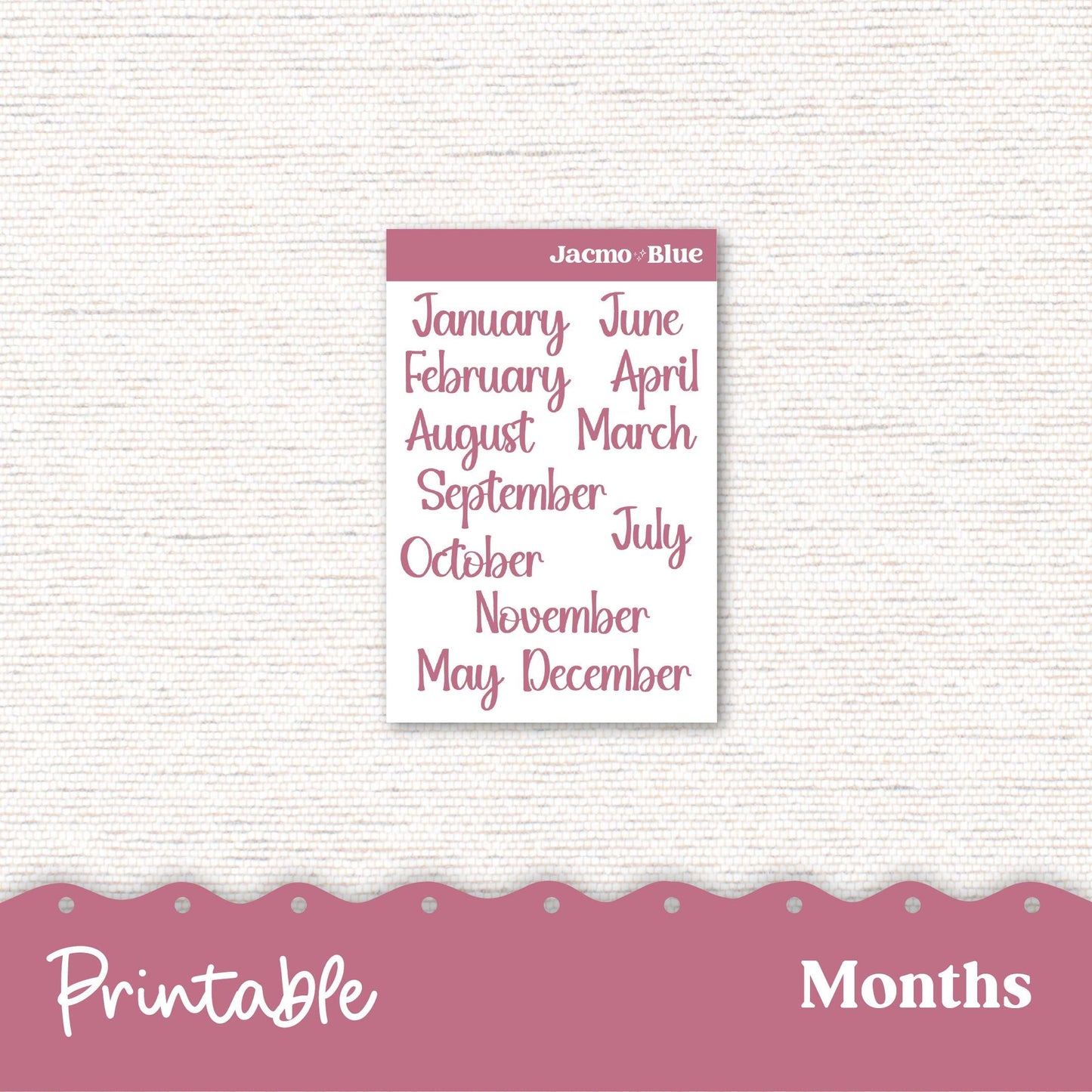 PRINTABLE Plum Paper Planner Monthly Stickers Spring 8x11 7x9 A5 Print and Cut - Kit 206P Includes Bill Due Auto Pay and Months