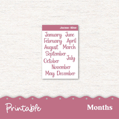 PRINTABLE Plum Paper Planner Monthly Stickers Spring 8x11 7x9 A5 Print and Cut - Kit 206P Includes Bill Due Auto Pay and Months