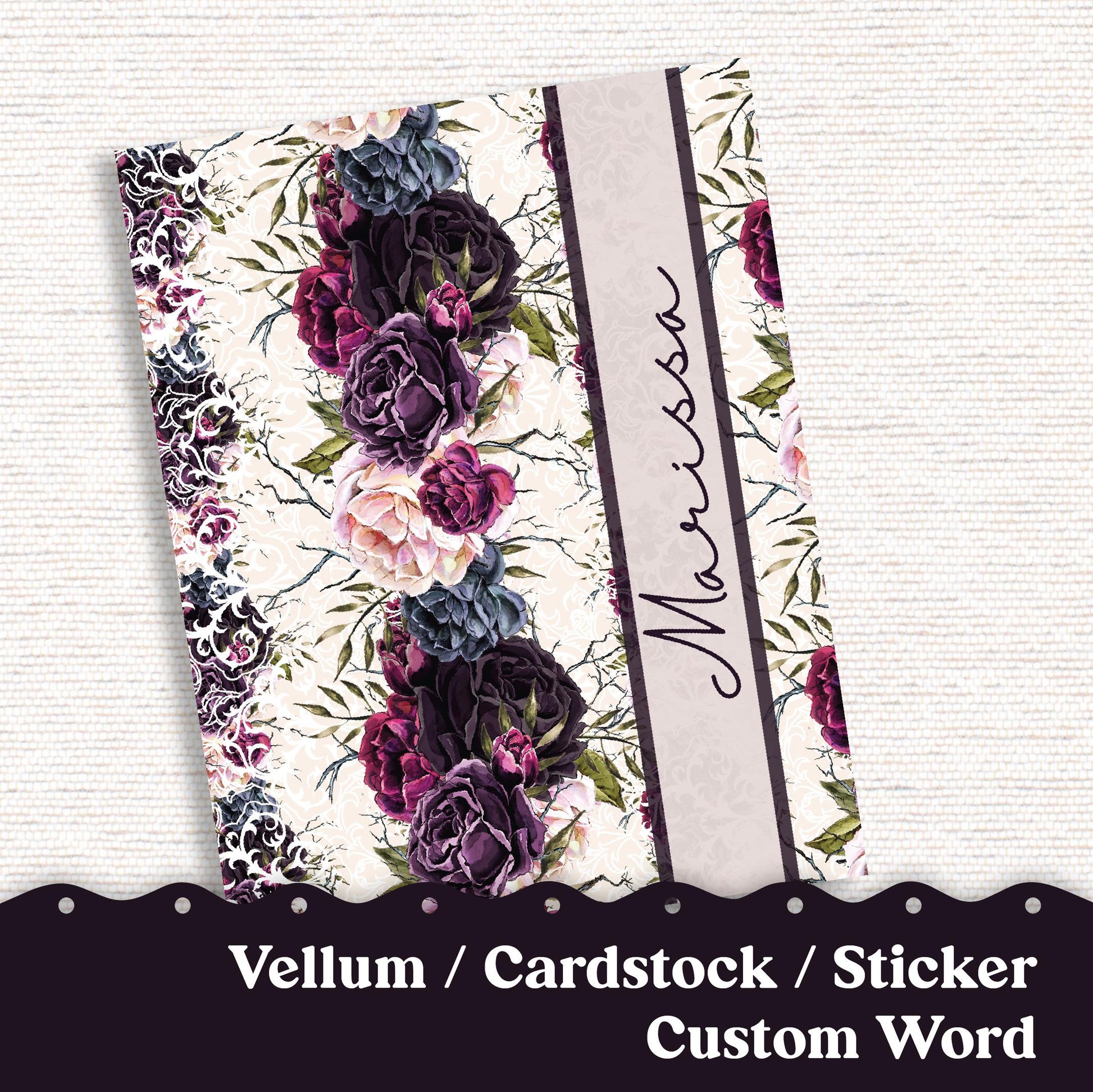 Custom Vellum or Cardstock Dashboard Tip-in for Planners or Junk Journaling - Kit45 Forget Me Not, Letter, A5, B6