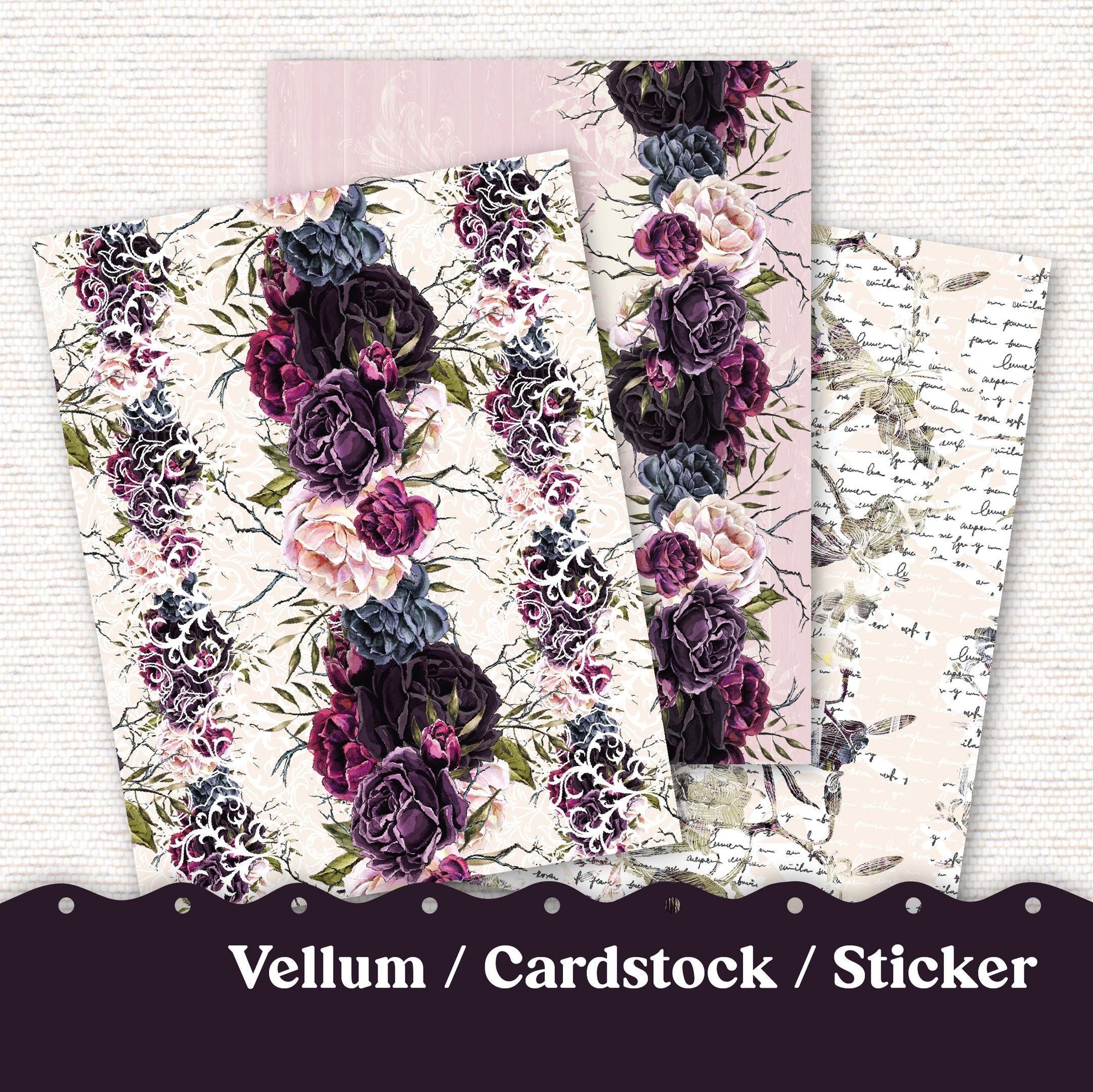 Vellum or Cardstock Dashboard Tip-in for Planners or Junk Journaling - Kit 45 Forget Me Not