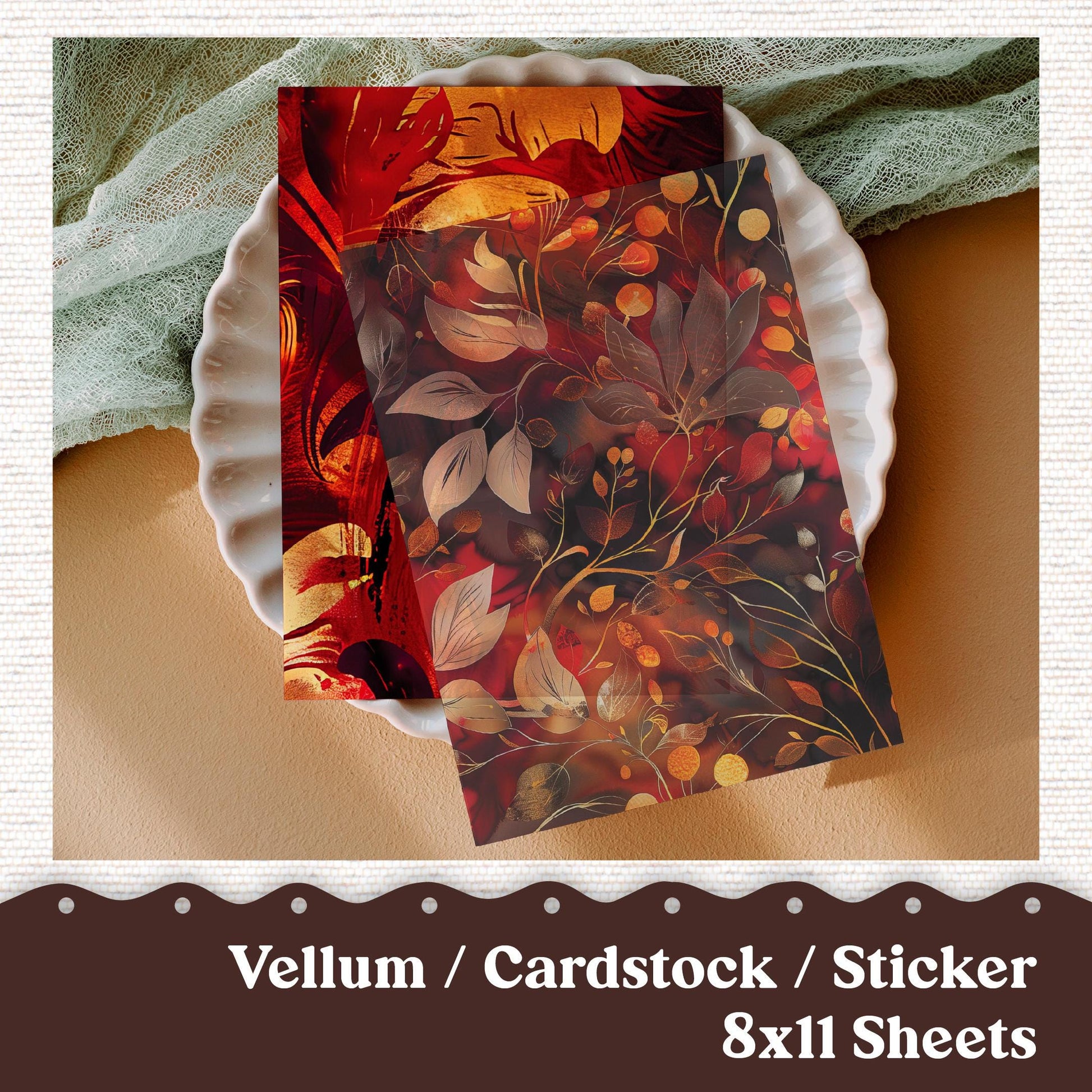 Vellum or Cardstock Dashboard Tip-in for Planners or Junk Journaling - Kit 229 November Autumn Fall