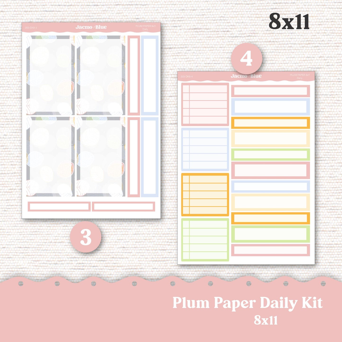 Daily Planner Sticker Kit sized for Plum Paper Planner 8x11 & 7x9 Stickers Kit 203 February Pink