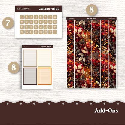 Autumn Gold Weekly Planner Sticker Kit Vertical Planner Stickers 229 Happy Planner Erin Condren Plum Paper - Standard Vertical 1.5" Columns