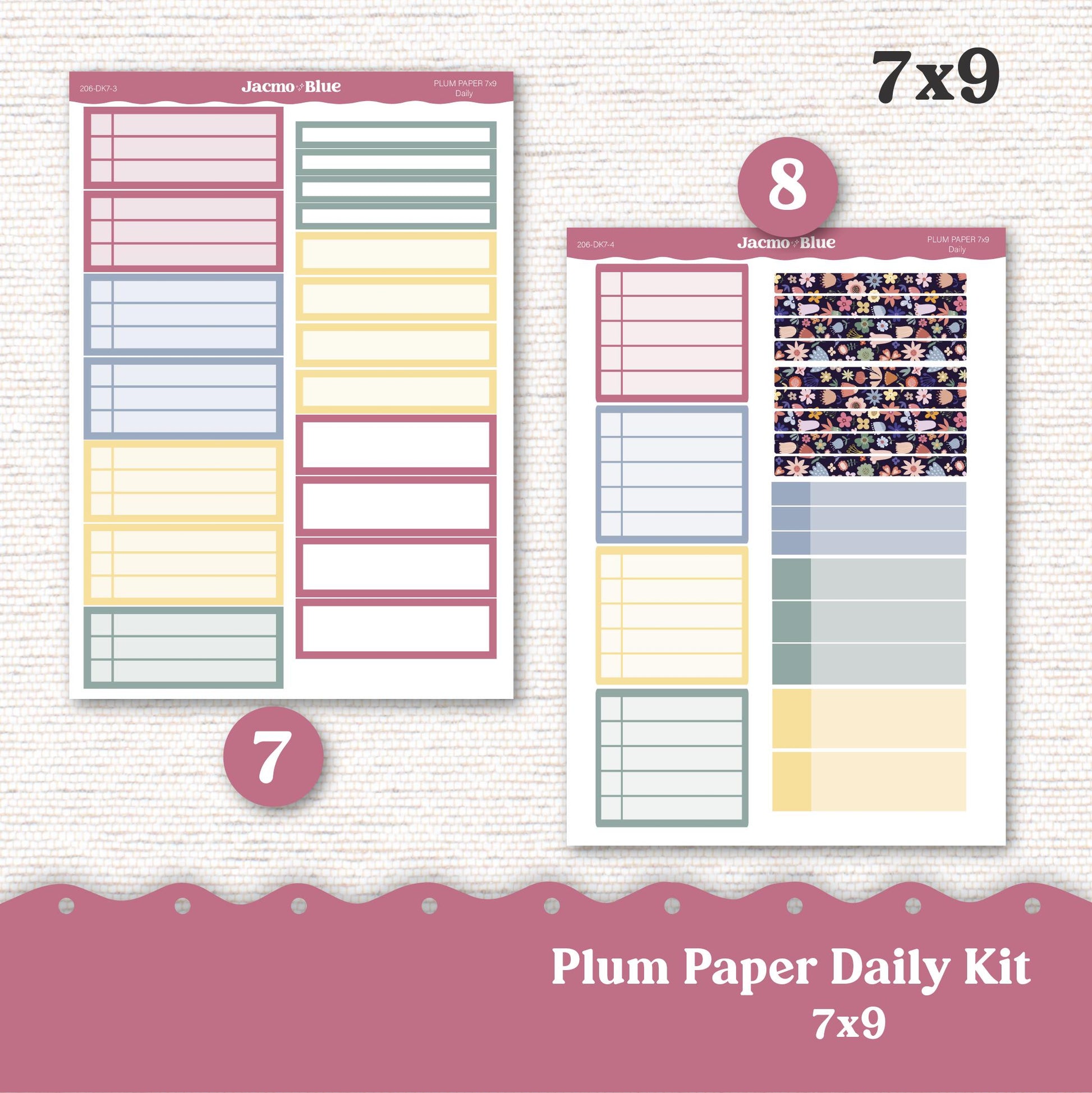 Daily Planner Sticker Kit sized for Plum Paper Planner 8x11 & 7x9 Stickers Kit 206