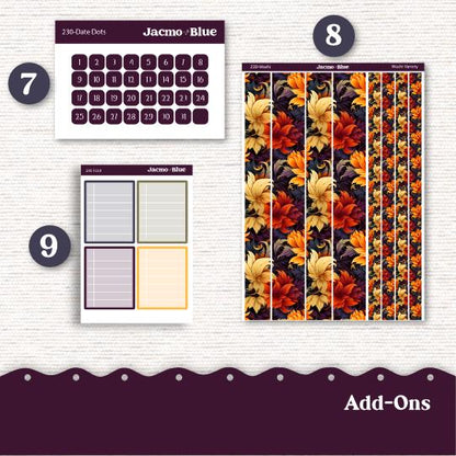 Firey Fall Weekly Planner Sticker Kit Vertical Planner Stickers 230 Happy Planner Erin Condren Plum Paper - Standard Vertical 1.5" Columns