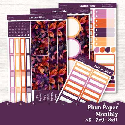 Plum Paper Monthly Sticker Kit for 8x11 7x9 A5 Planners - Kit 231 End of Summer Sunset Planner Stickers