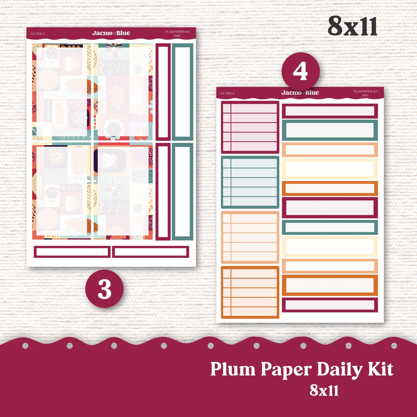 Daily Planner Sticker Kit sized for Plum Paper Planner 8x11 & 7x9 Stickers Kit 212 November