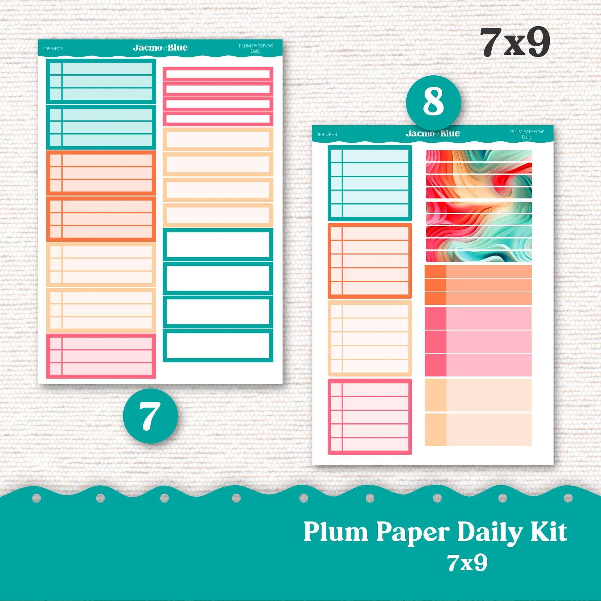 Daily Planner Sticker Kit sized for Plum Paper Planner 8x11 & 7x9 Stickers Kit 198