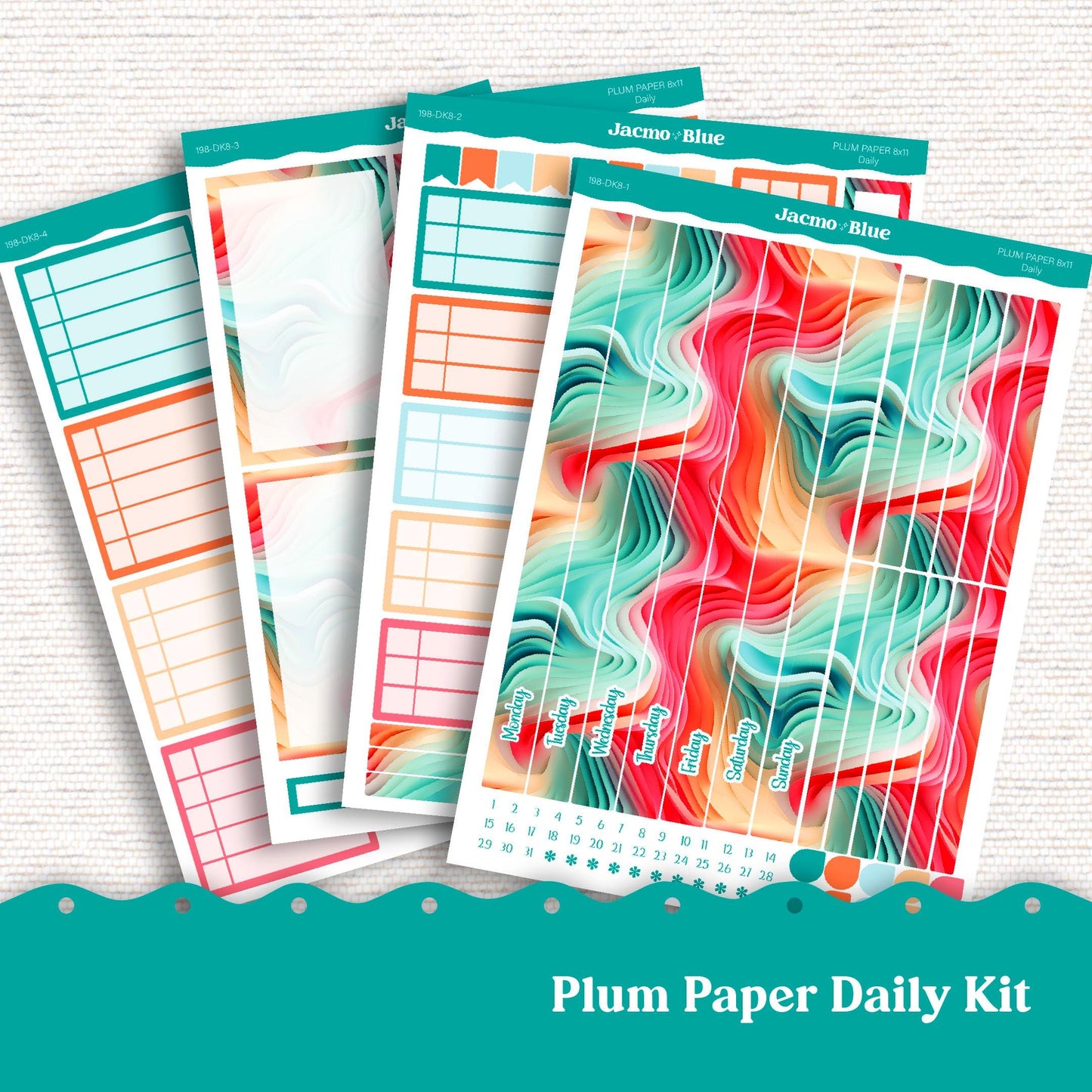 Daily Planner Sticker Kit sized for Plum Paper Planner 8x11 & 7x9 Stickers Kit 198