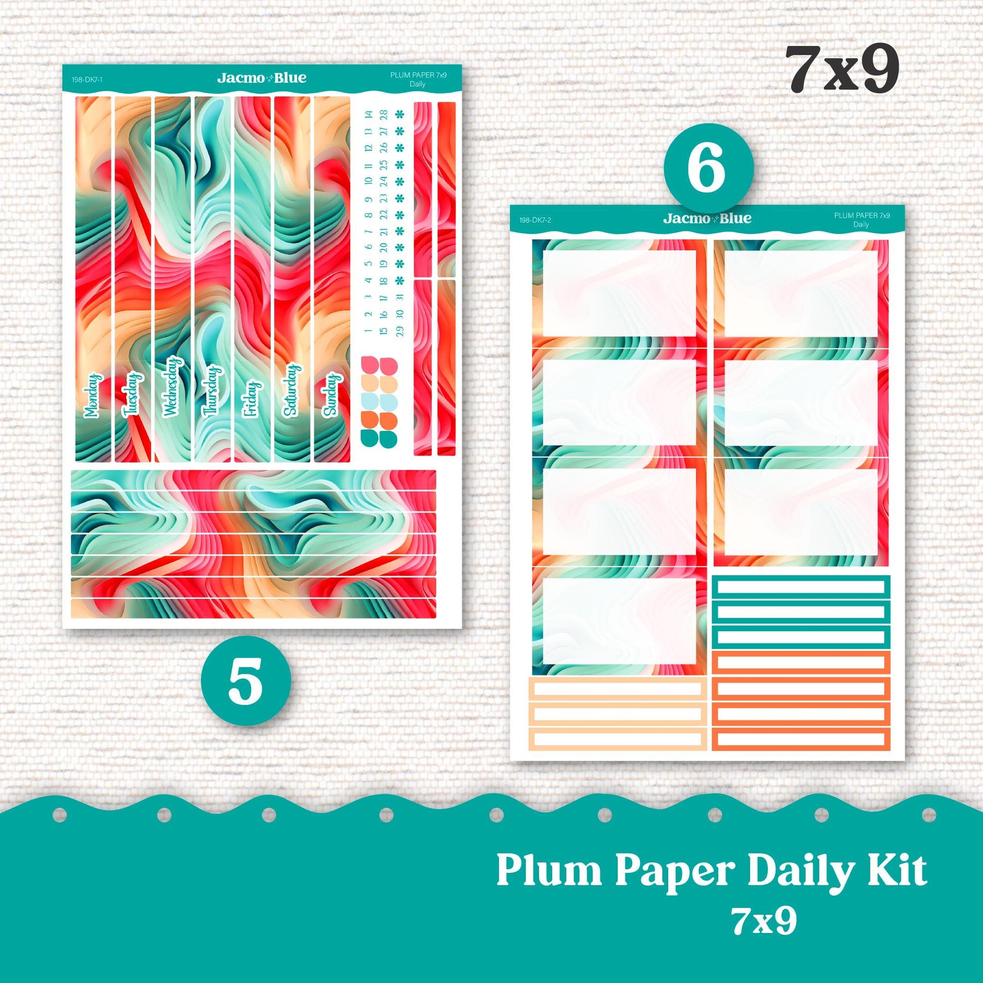 Daily Planner Sticker Kit sized for Plum Paper Planner 8x11 & 7x9 Stickers Kit 198