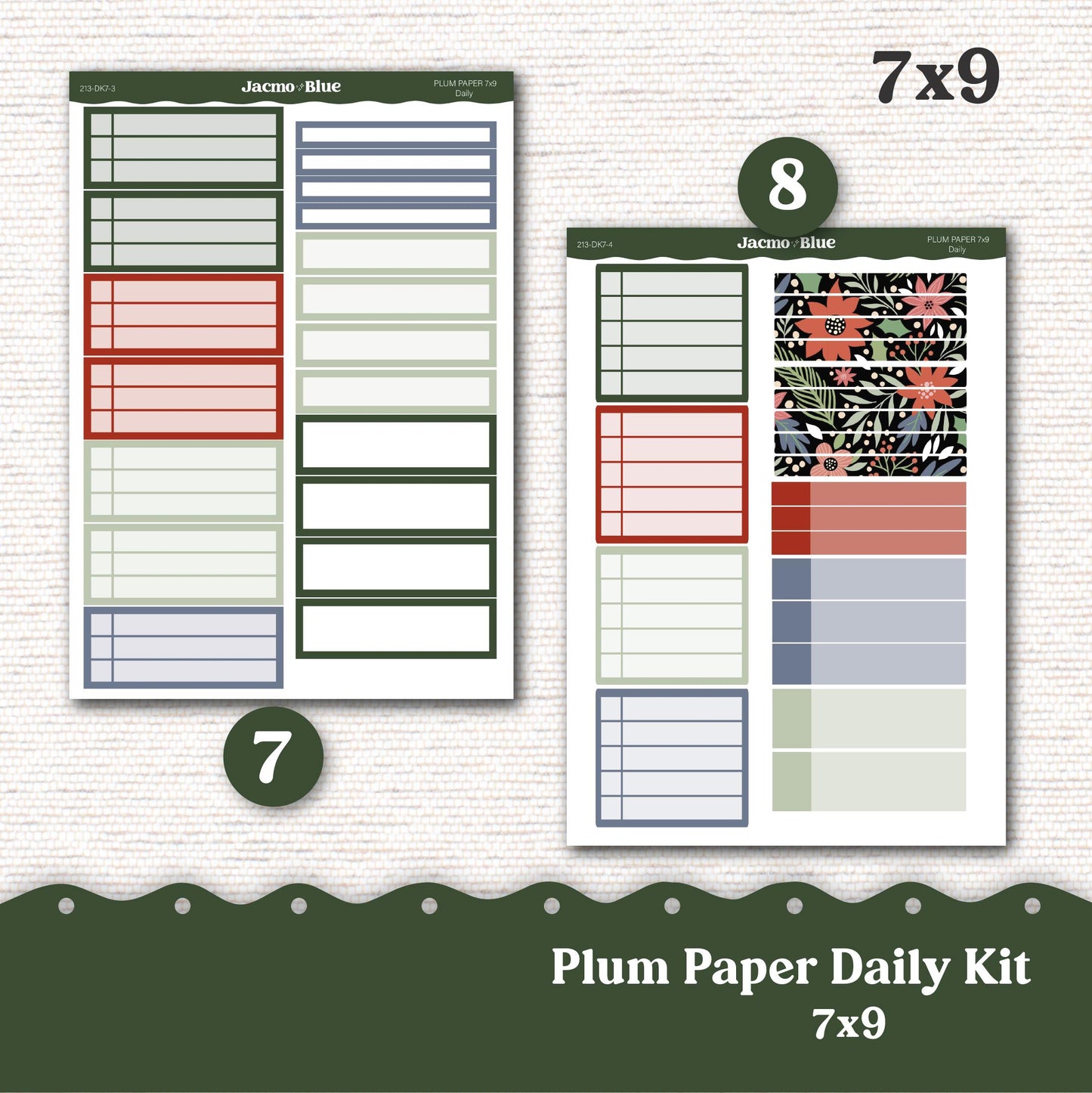 Daily Planner Sticker Kit sized for Plum Paper Planner 8x11 & 7x9 Stickers Kit 213 December Christmas