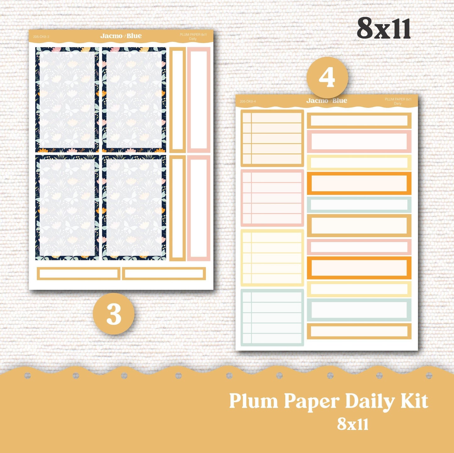 Daily Planner Sticker Kit sized for Plum Paper Planner 8x11 & 7x9 Stickers Kit 205 April Spring Cute