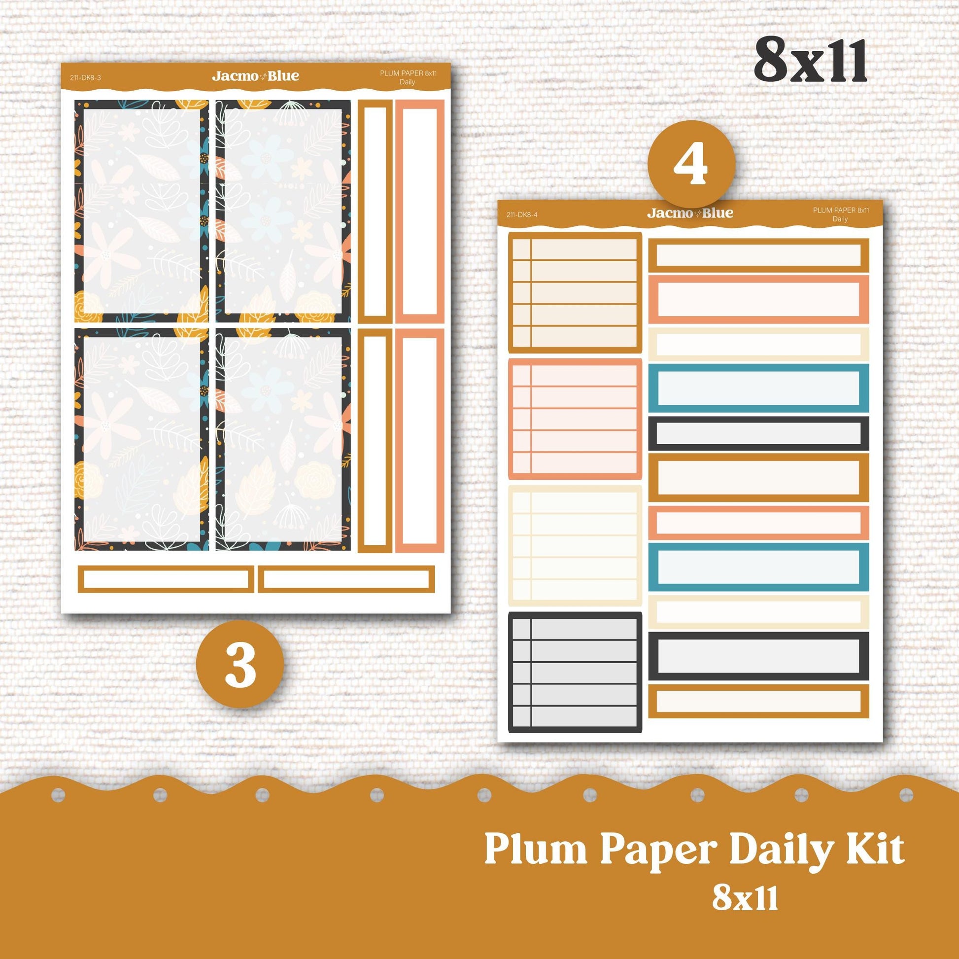 Daily Planner Sticker Kit sized for Plum Paper Planner 8x11 & 7x9 Stickers Kit 211 October Fall Autumn Cute