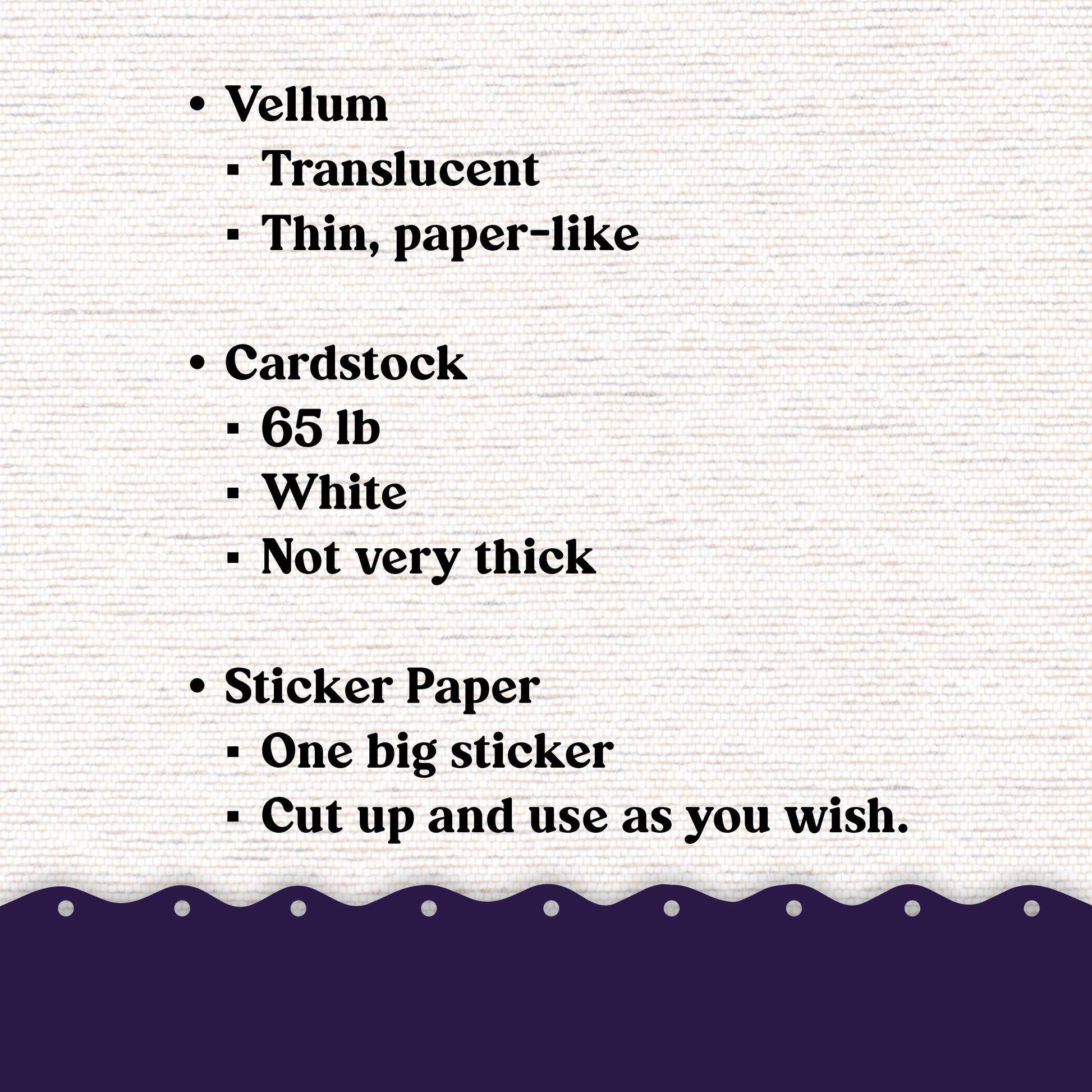 Vellum or Cardstock Dashboard Tip-in for Planners or Junk Journaling - 105V - Purple Damask