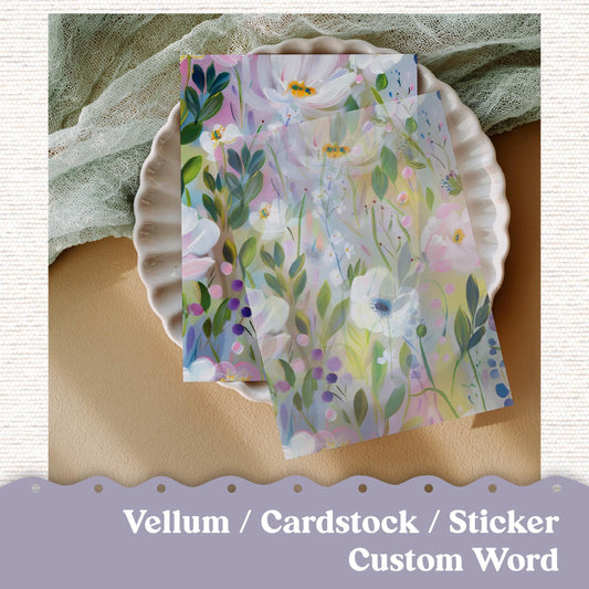 Vellum or Cardstock Dashboard Tip-in for Planners or Junk Journaling - 106V Abstract Floral