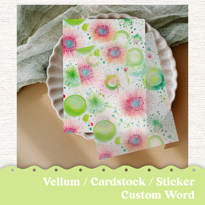 Vellum or Cardstock Dashboard Tip-in for Planners or Junk Journaling - 223V Carefree Pink & Green