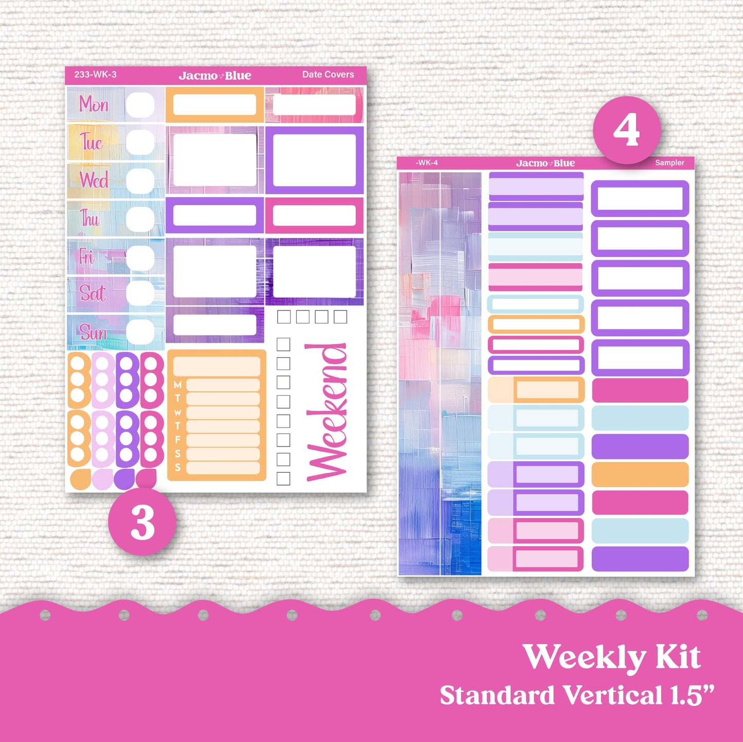 Periwinkle Abstract Weekly Planner Sticker Kit Vertical Planner Stickers Kit 233 - Standard Vertical 1.5" Columns A5 B6