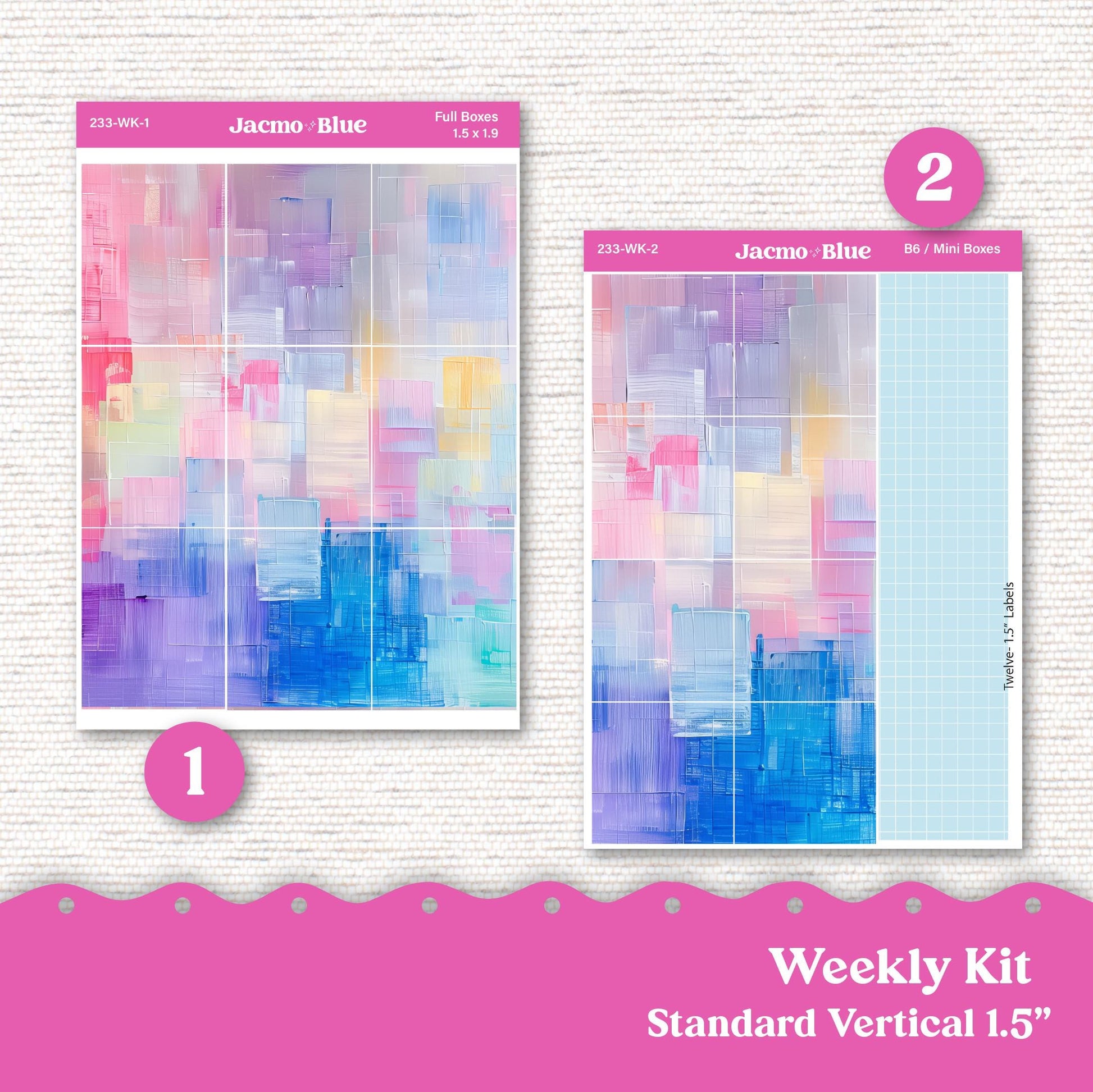 Periwinkle Abstract Weekly Planner Sticker Kit Vertical Planner Stickers Kit 233 - Standard Vertical 1.5" Columns A5 B6