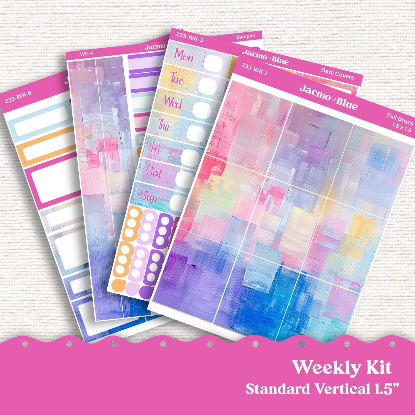 Periwinkle Abstract Weekly Planner Sticker Kit Vertical Planner Stickers Kit 233 - Standard Vertical 1.5" Columns A5 B6