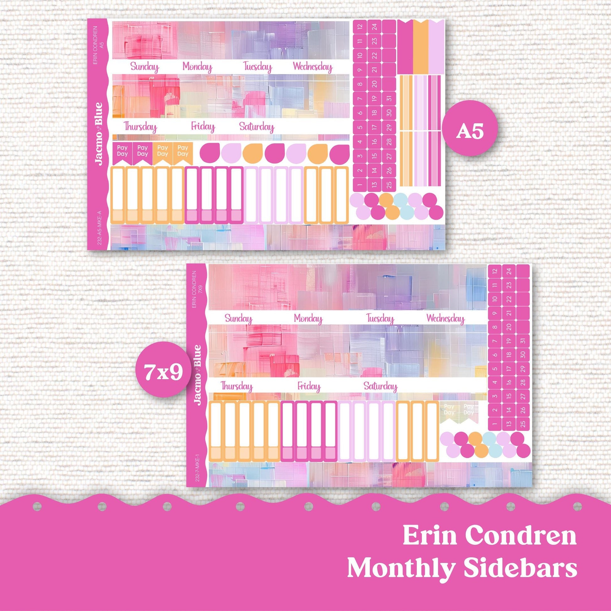 Periwinkle Abstract Planner Stickers 7x9 A5 Kit Monthly Planner Erin Condren Sticker Kit 233 Monthly Kit for 7x9 or A5 planners