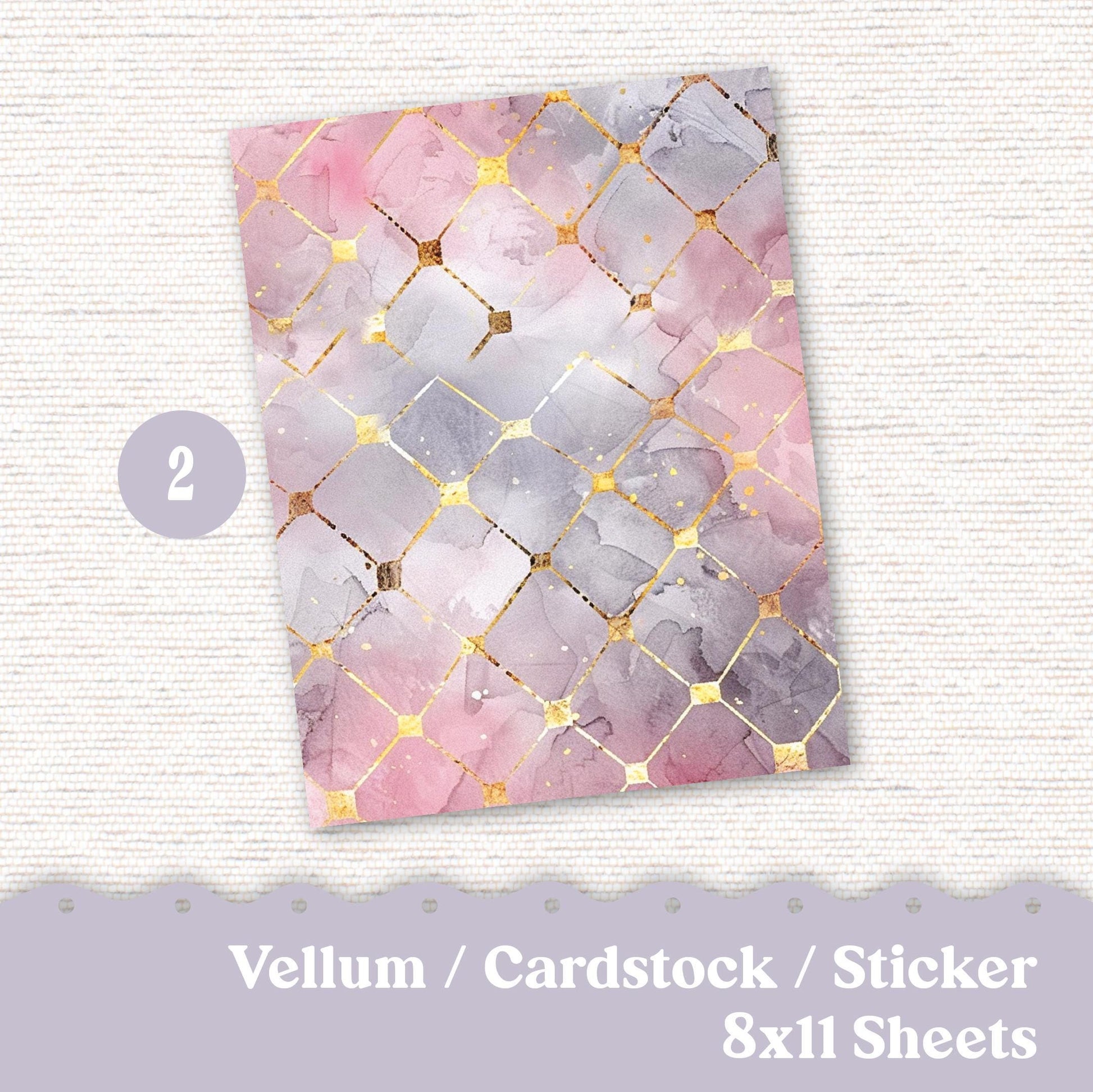 Vellum or Cardstock Dashboard Tip-in for Planners or Junk Journaling - Kit 220 Pink Gold Gray