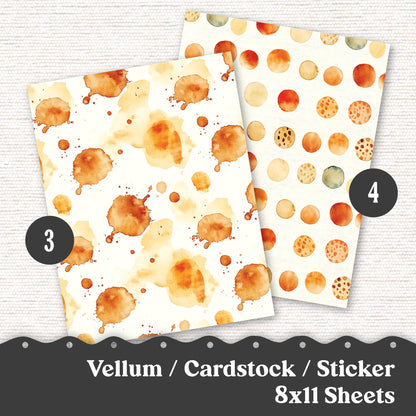 Vellum or Cardstock Dashboard Tip-in for Planners or Junk Journaling - Kit 111V - Coffee