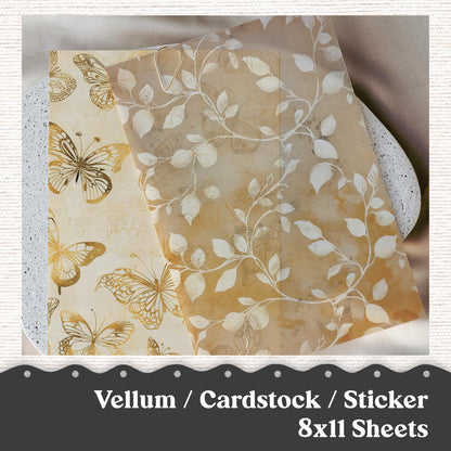 Vellum or Cardstock Dashboard Tip-in for Planners or Junk Journaling - Kit 112V- Vintage Gold