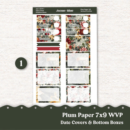 Christmas Weekly Vertical Priorities Plum Paper Kit 232 - Shabby Chic Vintage December Holiday