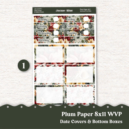 Christmas Weekly Vertical Priorities Plum Paper Kit 232 - Shabby Chic Vintage December Holiday